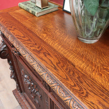 Load image into Gallery viewer, Antique French Oak Sideboard with Carved Drawers and Floral Cupboard Doors. B12655