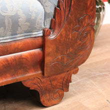 Load image into Gallery viewer, x SOLD Antique Central European Biedermeier Chaise, Lounge or Sofa, Flame Mahogany and Fabric. B11788