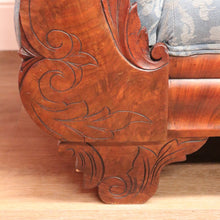 Load image into Gallery viewer, x SOLD Antique Central European Biedermeier Chaise, Lounge or Sofa, Flame Mahogany and Fabric. B11788