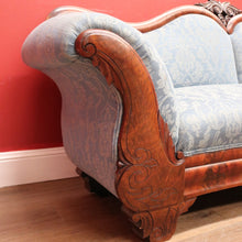 Load image into Gallery viewer, Antique Central European Biedermeier Chaise, Lounge or Sofa, Flame Mahogany and Fabric. B11788
