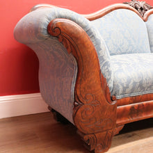 Load image into Gallery viewer, x SOLD Antique Central European Biedermeier Chaise, Lounge or Sofa, Flame Mahogany and Fabric. B11788