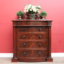 Load image into Gallery viewer, Antique English Mahogany and Flame Mahogany Chest with Mother of Pearl Handles. B13064