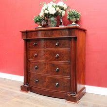 Load image into Gallery viewer, Antique English Mahogany and Flame Mahogany Chest with Mother of Pearl Handles. B13064