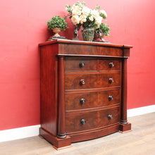 Load image into Gallery viewer, Antique English Mahogany and Flame Mahogany Chest with Mother of Pearl Handles. B13064