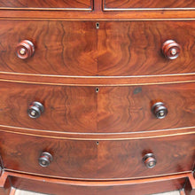 Load image into Gallery viewer, Antique English Mahogany and Flame Mahogany Chest with Mother of Pearl Handles. B13064