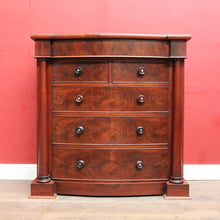 Load image into Gallery viewer, Antique English Mahogany and Flame Mahogany Chest with Mother of Pearl Handles. B13064