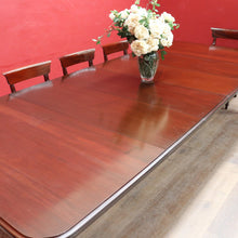 Load image into Gallery viewer, Antique English Mahogany Dining Table with Turned Legs, Brass Cups & Castors. B12646