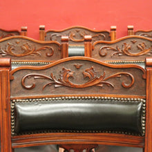 Load image into Gallery viewer, x SOLD A Set of Six and English Walnut and Black Leather Dining or Kitchen Chairs. B12344