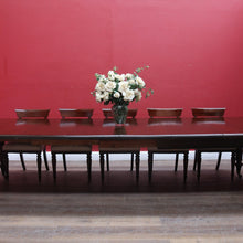 Load image into Gallery viewer, Antique English Mahogany Dining Table with Turned Legs, Brass Cups & Castors. B12646