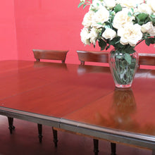 Load image into Gallery viewer, Antique English Mahogany Dining Table with Turned Legs, Brass Cups & Castors. B12646