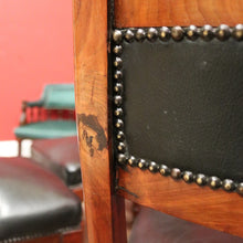 Load image into Gallery viewer, x SOLD A Set of Six and English Walnut and Black Leather Dining or Kitchen Chairs. B12344