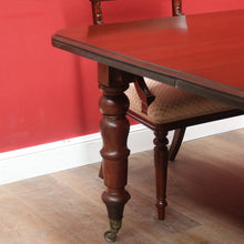 Load image into Gallery viewer, Antique English Mahogany Dining Table with Turned Legs, Brass Cups & Castors. B12646