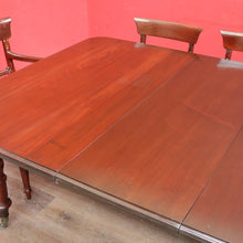 Load image into Gallery viewer, Antique English Mahogany Dining Table with Turned Legs, Brass Cups & Castors. B12646