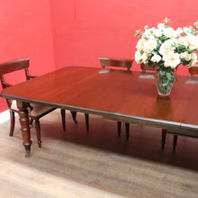 Load image into Gallery viewer, Antique English Mahogany Dining Table with Turned Legs, Brass Cups & Castors. B12646