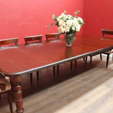 Load image into Gallery viewer, Antique English Mahogany Dining Table with Turned Legs, Brass Cups & Castors. B12646