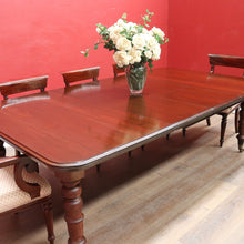 Load image into Gallery viewer, Antique English Mahogany Dining Table with Turned Legs, Brass Cups & Castors. B12646