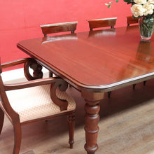 Load image into Gallery viewer, Antique English Mahogany Dining Table with Turned Legs, Brass Cups & Castors. B12646