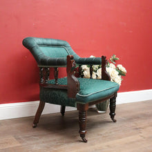 Load image into Gallery viewer, x SOLD Antique English Mahogany, Velour and Seating Fabric Armchair, Hall or Bedroom Chair. B12346