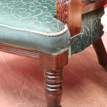 Load image into Gallery viewer, x SOLD Antique English Mahogany, Velour and Seating Fabric Armchair, Hall or Bedroom Chair. B12346