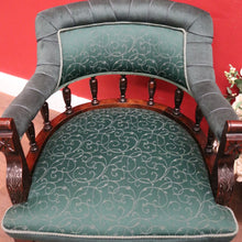 Load image into Gallery viewer, x SOLD Antique English Mahogany, Velour and Seating Fabric Armchair, Hall or Bedroom Chair. B12346