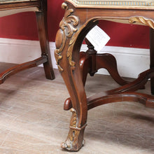 Load image into Gallery viewer, Pair of Antique French Carved Walnut Armchairs with Duck Egg Blue Upholstery. B13058