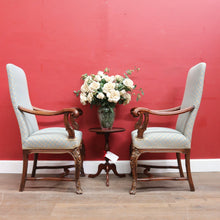 Load image into Gallery viewer, Pair of Antique French Carved Walnut Armchairs with Duck Egg Blue Upholstery. B13058