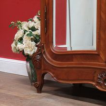 Load image into Gallery viewer, Grand French Walnut Armoire with Bevelled Mirror Doors and Carved Detail. B12664