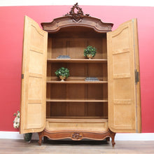 Load image into Gallery viewer, Grand French Walnut Armoire with Bevelled Mirror Doors and Carved Detail. B12664