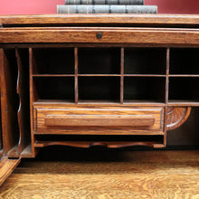 Load image into Gallery viewer, Antique Cutler Quarter Sawn Oak Roll Top Desk with Tambour and Key. B13065
