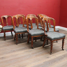 Load image into Gallery viewer, Antique English Oak Balloon Back Crest Dining or Kitchen Chairs Set of 10 Circa 1890. B13058