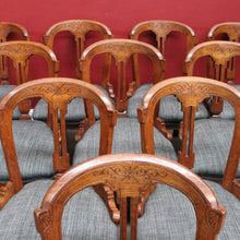 Load image into Gallery viewer, Antique English Oak Balloon Back Crest Dining or Kitchen Chairs Set of 10 Circa 1890. B13058