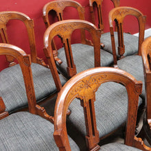 Load image into Gallery viewer, Antique English Oak Balloon Back Crest Dining or Kitchen Chairs Set of 10 Circa 1890. B13058