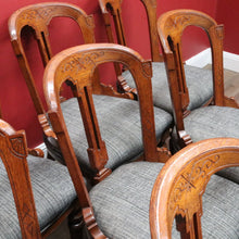 Load image into Gallery viewer, Antique English Oak Balloon Back Crest Dining or Kitchen Chairs Set of 10 Circa 1890. B13058