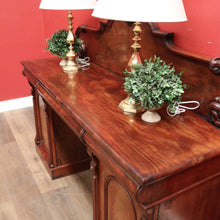 Load image into Gallery viewer, Antique English Mahogany Twin Pedestal Sideboard with Three Drawers and Backboard. B12349