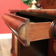 Load image into Gallery viewer, Antique English Mahogany Twin Pedestal Sideboard with Three Drawers and Backboard. B12349