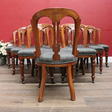 Load image into Gallery viewer, Antique English Oak Balloon Back Crest Dining or Kitchen Chairs Set of 10 Circa 1890. B13058