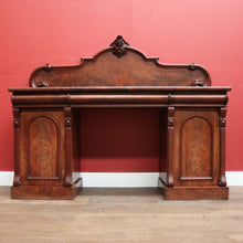 Load image into Gallery viewer, Antique English Mahogany Twin Pedestal Sideboard with Three Drawers and Backboard. B12349
