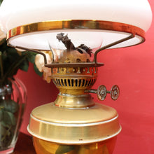 Load image into Gallery viewer, Antique Brass Duplex Oil Lamp with Milk Glass Shade and Chimney, c.1920s. B12656