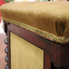 Load image into Gallery viewer, x SOLD Antique English Rosewood and Olive Green Fabric Music Stool or Seat, Tilt Adjustment. B12331