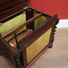 Load image into Gallery viewer, x SOLD Antique English Rosewood and Olive Green Fabric Music Stool or Seat, Tilt Adjustment. B12331