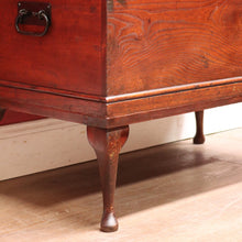 Load image into Gallery viewer, English Elm Blanket Box with Key, Original Paper Lining and Elegant Legs. B12661