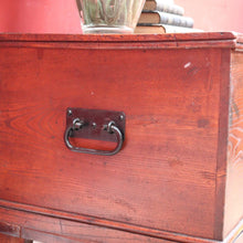 Load image into Gallery viewer, English Elm Blanket Box with Key, Original Paper Lining and Elegant Legs. B12661