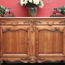 Load image into Gallery viewer, x SOLD Antique French Walnut 4-door Sideboard with 2 Drawers and Copper Fixtures. B12354