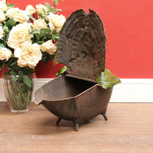 Load image into Gallery viewer, Antique French Cast Iron Coal Scuttle with Green Enamel Lid, Art Nouveau Era. B12665