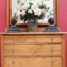 Load image into Gallery viewer, Australian Maple Dressing Table with Mirror and Three Drawers, Brass Handles. B12654