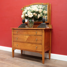 Load image into Gallery viewer, Australian Maple Dressing Table with Mirror and Three Drawers, Brass Handles. B12654