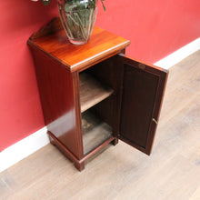 Load image into Gallery viewer, Antique English Mahogany Bedside Cabinet with Scalloped Gallery. B13053