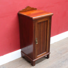 Load image into Gallery viewer, Antique English Mahogany Bedside Cabinet with Scalloped Gallery. B13053