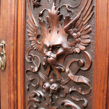 Load image into Gallery viewer, English Oak Sideboard with Carved Greenman Detail and Art Nouveau Handles. B12660