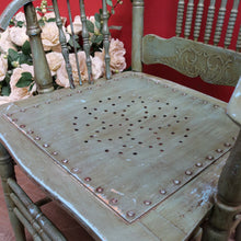 Load image into Gallery viewer, Antique English Painted Hall Chair in Sage Green and Duck Egg Blue. B13077